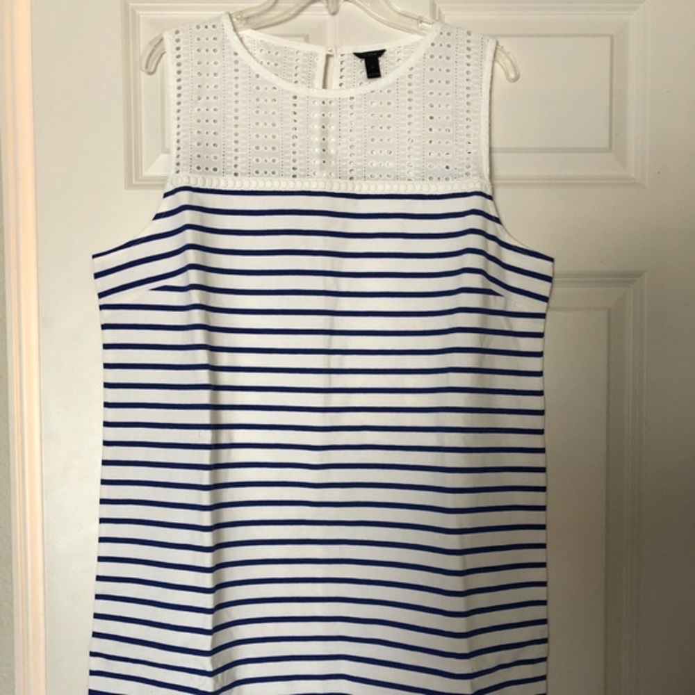 NWOT J. Crew Striped Eyelet Shift Dress